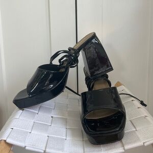 EGO Block Platform Lace Up Heels